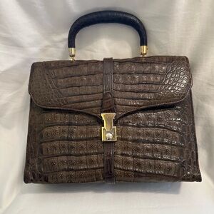 Vintage Lucille de Paris Croco Sauvage Brown Crocodile Purse Bag